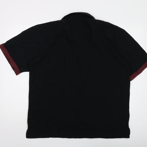 Lesmart Mens Black Cotton Polo Size 2XL Collared Button