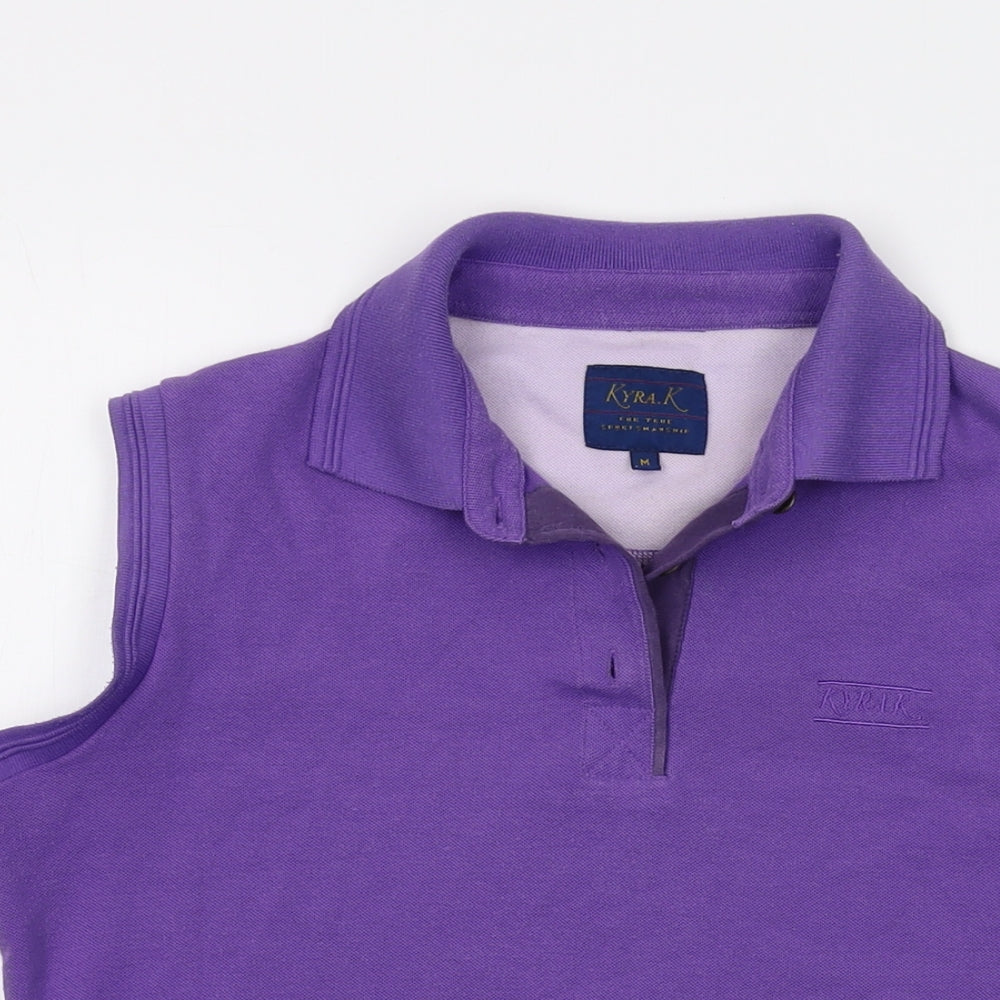 Kyra. K Womens Purple Polyester Basic Polo Size M Collared