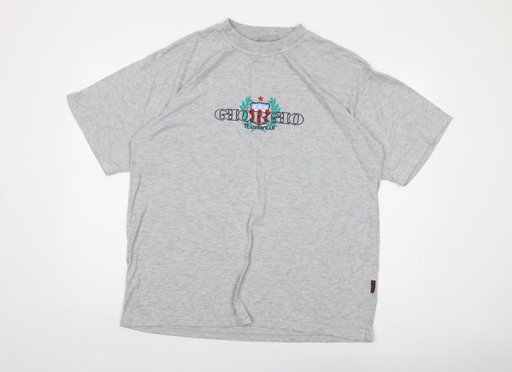 Giorgio Mens Grey Polyester T-Shirt Size XL Crew Neck