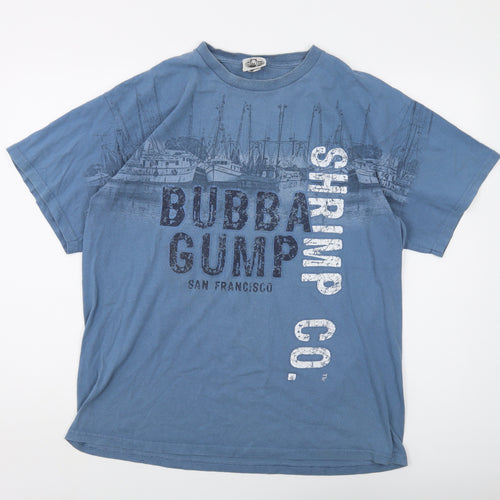 Bubba Gump Mens Blue Cotton T-Shirt Size L Crew Neck