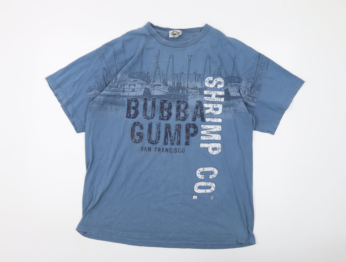 Bubba Gump Mens Blue Cotton T-Shirt Size L Crew Neck