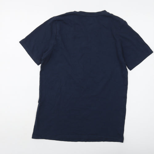 JACK & JONES Mens Blue Cotton T-Shirt Size S Crew Neck