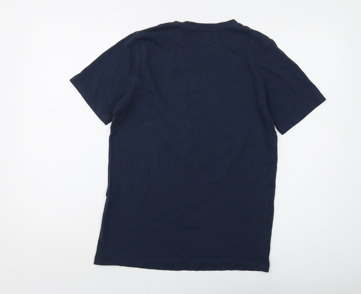 JACK & JONES Mens Blue Cotton T-Shirt Size S Crew Neck