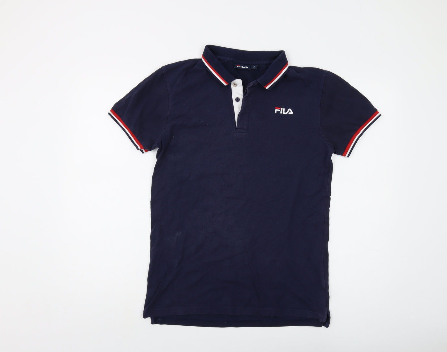 FILA Mens Blue Cotton Polo Size S Collared Button