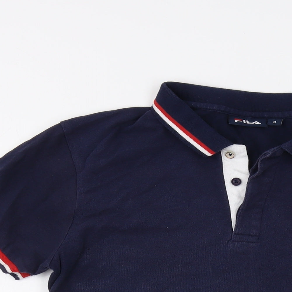 FILA Mens Blue Cotton Polo Size S Collared Button