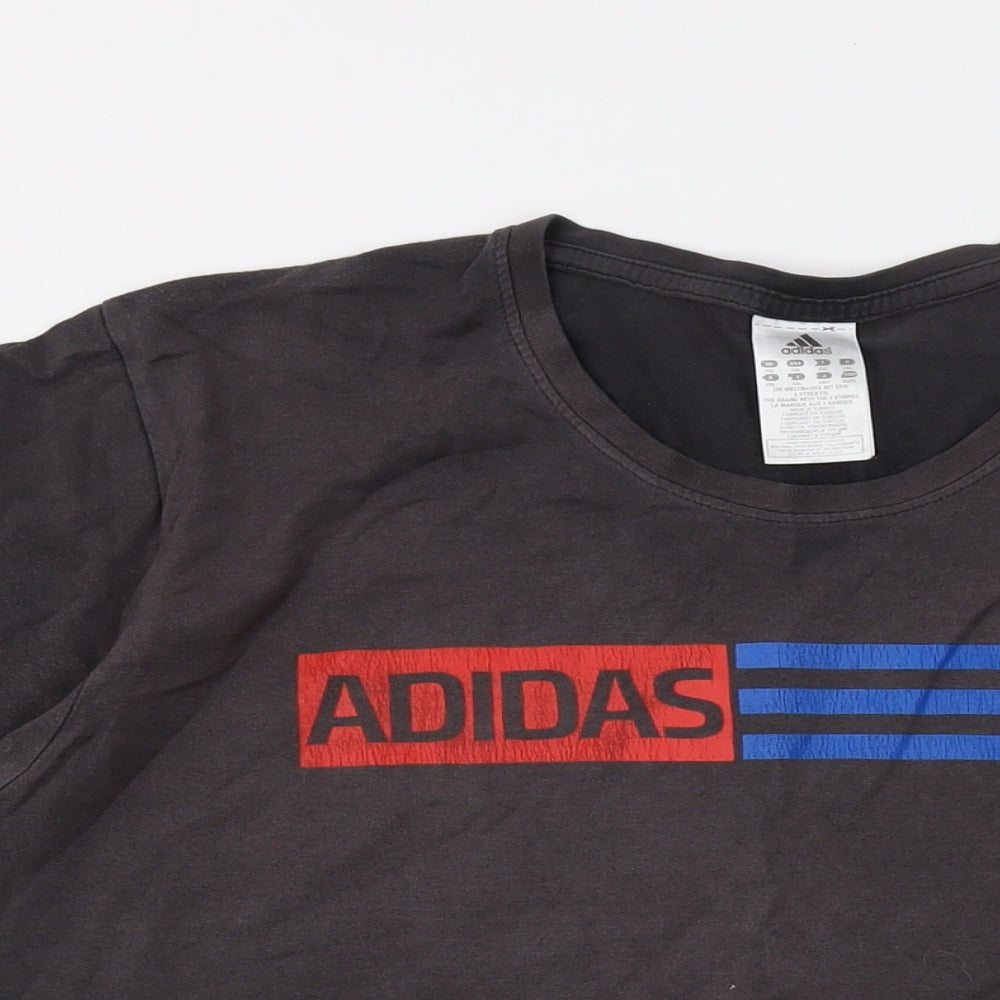 adidas Mens Grey Cotton T-Shirt Size 2XL Crew Neck