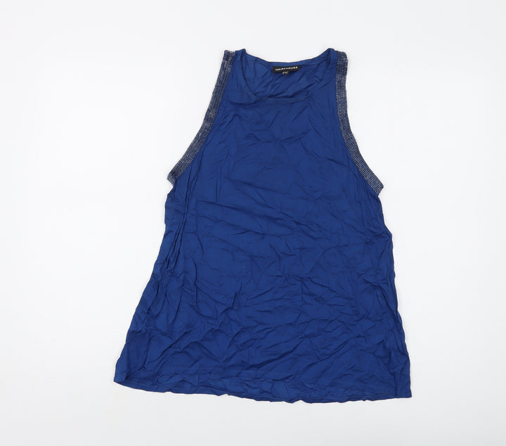 Warehouse Womens Blue Viscose Basic Tank Size 8 Round Neck