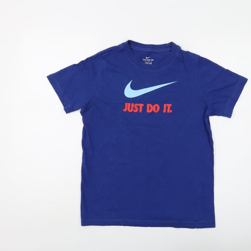 Nike Boys Blue Cotton Basic T-Shirt Size 12-13 Years Crew Neck Pullover