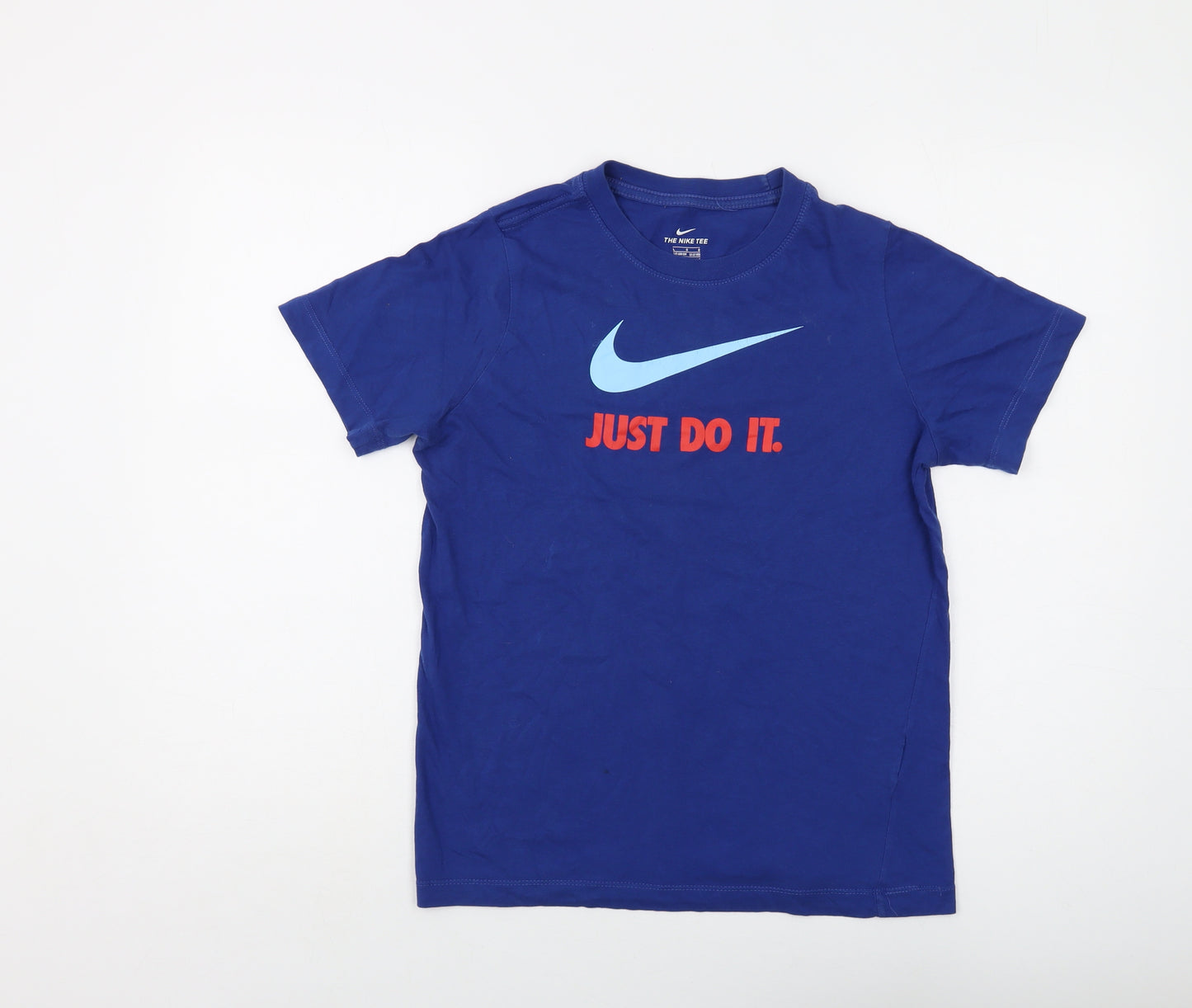 Nike Boys Blue Cotton Basic T-Shirt Size 12-13 Years Crew Neck Pullover