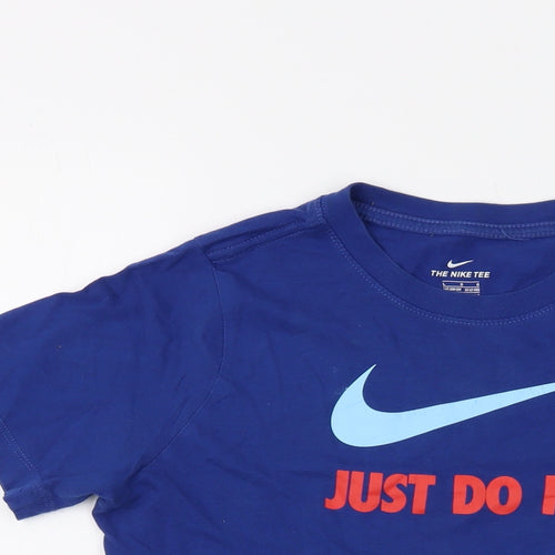 Nike Boys Blue Cotton Basic T-Shirt Size 12-13 Years Crew Neck Pullover