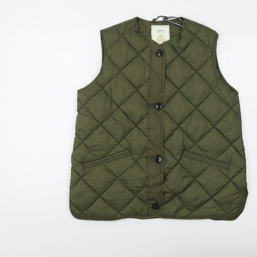 Joules Womens Green Gilet Waistcoat Size 12 Button