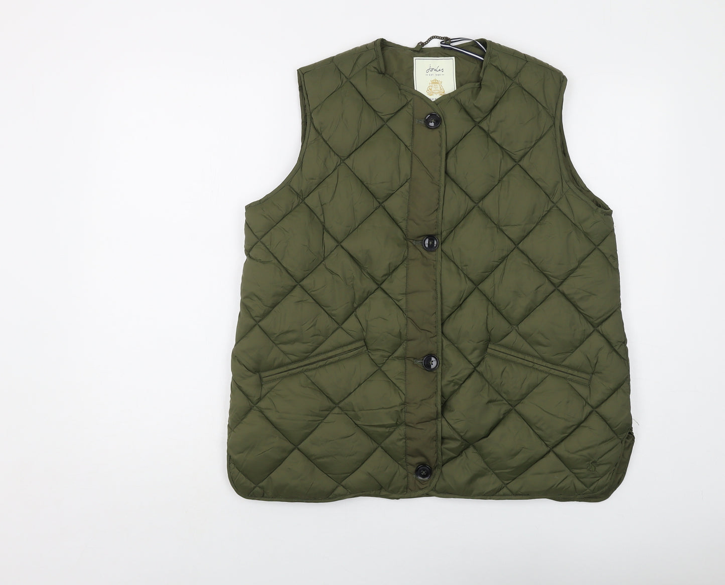 Joules Womens Green Gilet Waistcoat Size 12 Button