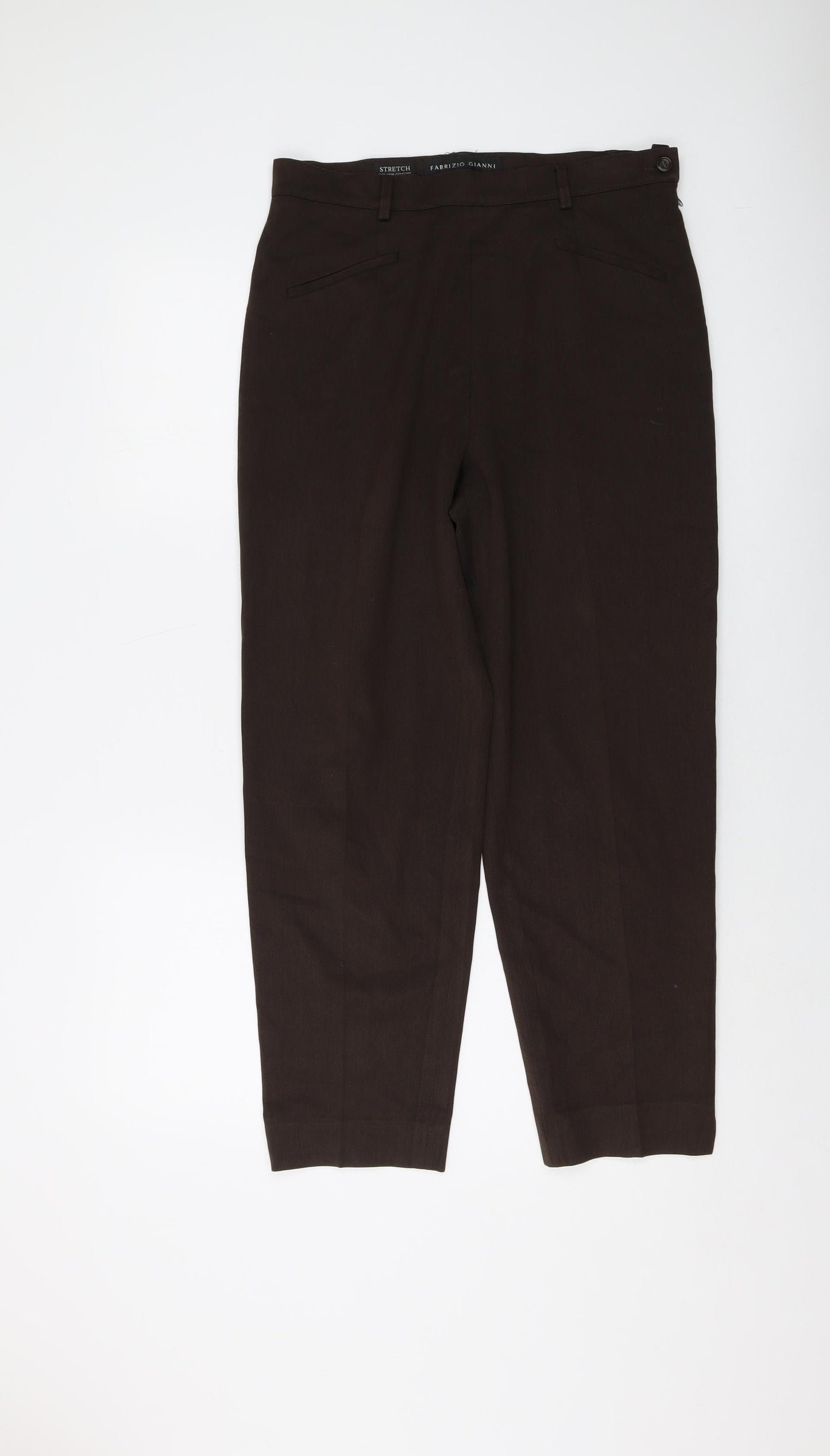 FABRIZIO GIANNI Womens Brown Polyester Trousers Size 8 L25 in Regular Zip