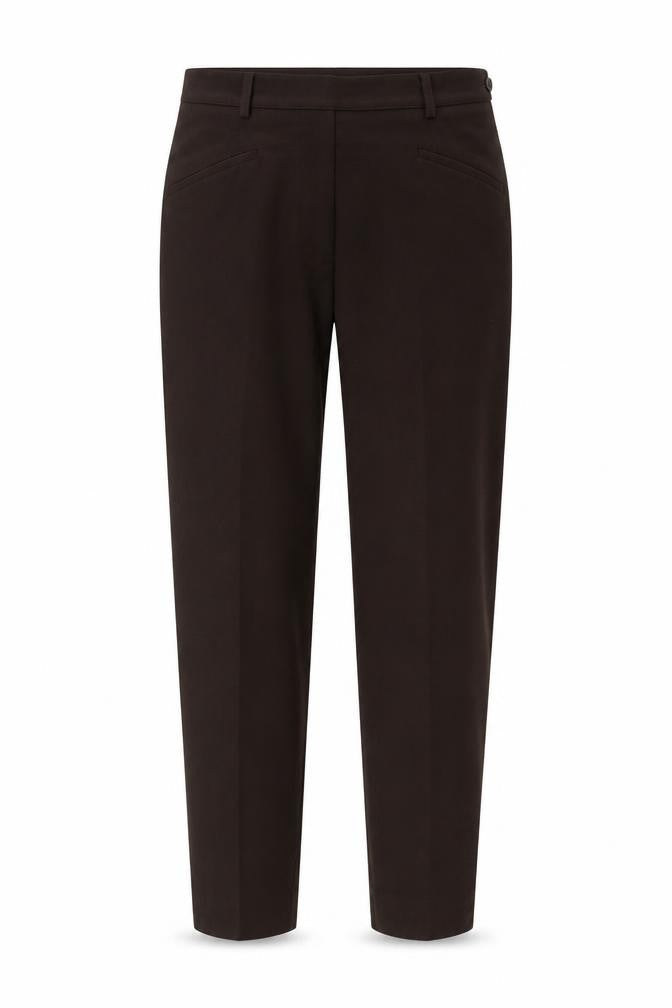 Front view of Fabrizio women’s brown polyester trousers, size UK 8, 25-inch leg regular zip