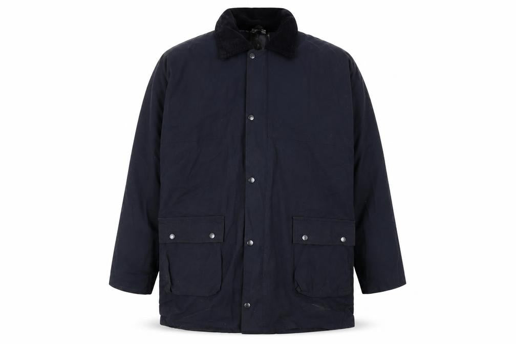 Front view of Jack Daw men’s blue jacket, size S, zip