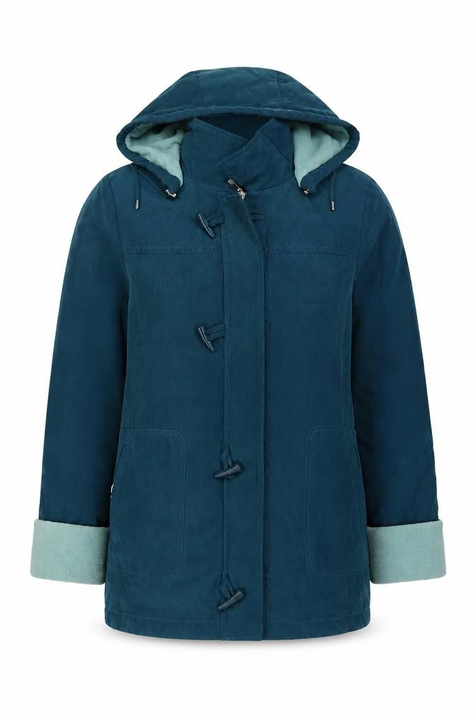 Front view of EWM women’s blue jacket, size UK 14, zip