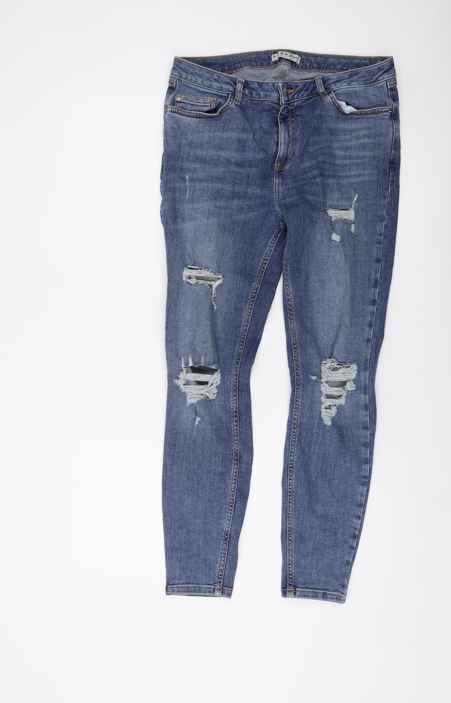 Denim & Co. Womens Blue Cotton Skinny Jeans Size 14 L27 in Regular Button