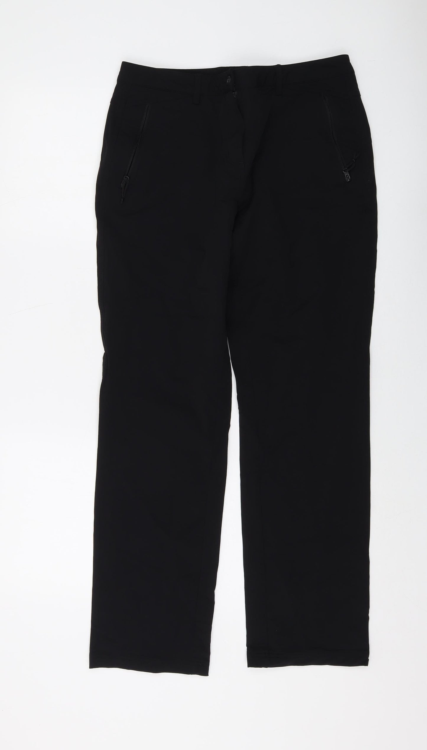 Mountain Warehouse Womens Black Polyester Trousers Size 10 L30 in Regular Button