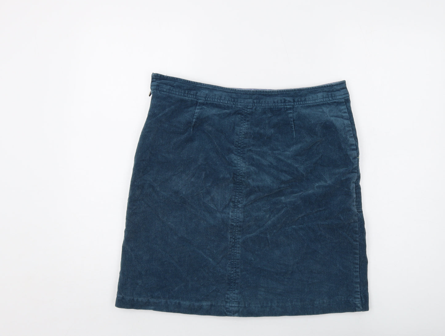 White Stuff Womens Blue Cotton Mini Skirt Size 12 Zip