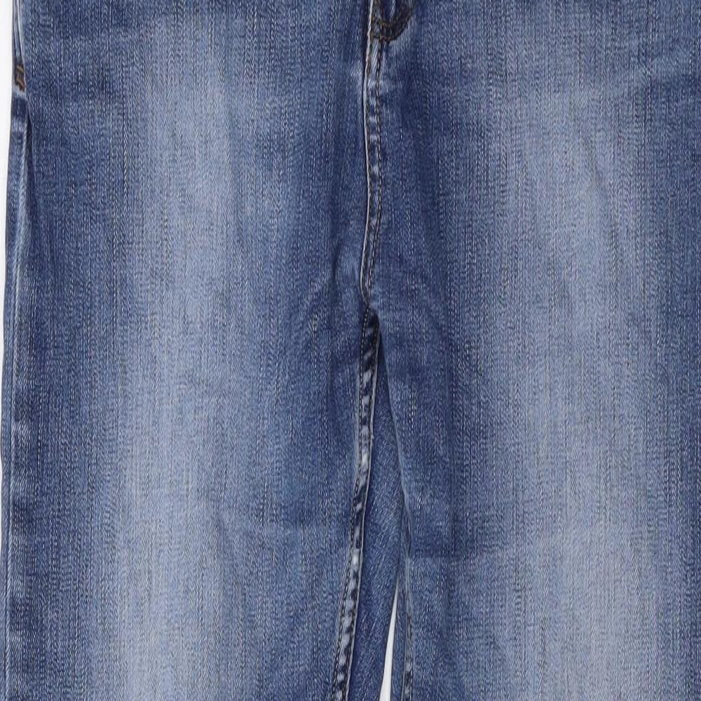 Fat Face Womens Blue Cotton Straight Jeans Size 12 L30 in Regular Button