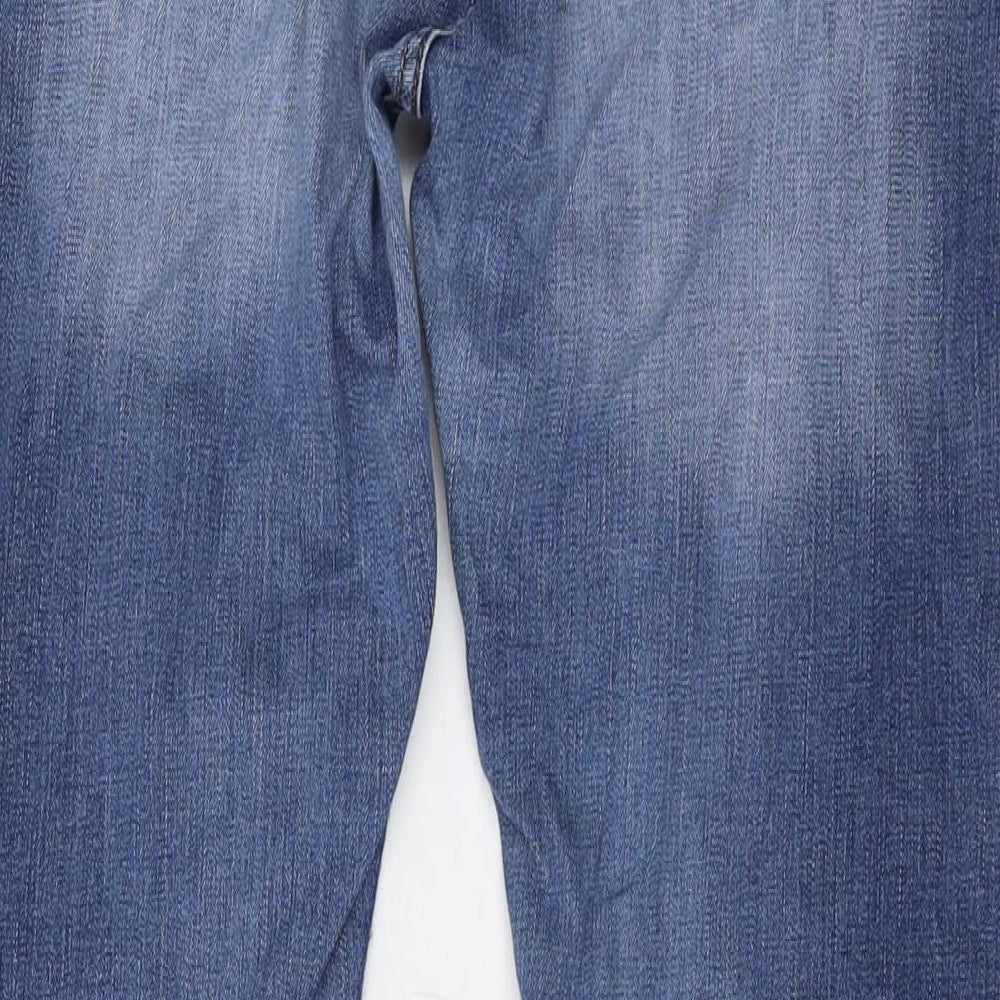 Fat Face Womens Blue Cotton Straight Jeans Size 12 L30 in Regular Button