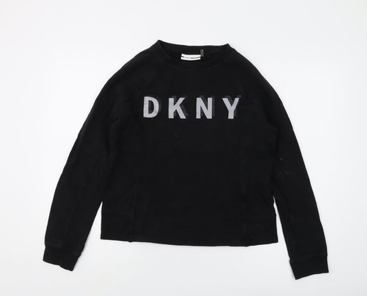 DKNY Womens Black Polyacrylate Fibre Pullover Sweatshirt Size S Pullover