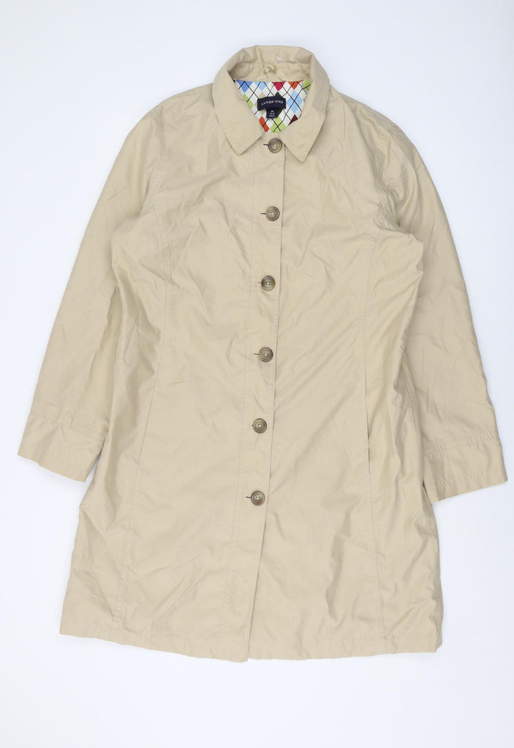 Lands' End Womens Beige Overcoat Coat Size 10 Button