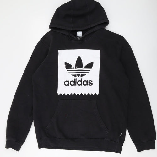 adidas Mens Black Cotton Pullover Hoodie Size M