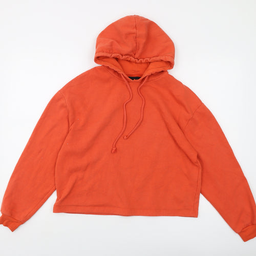 Pieces Womens Orange Cotton Pullover Hoodie Size M Pullover