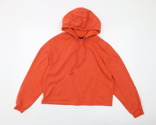 Pieces Womens Orange Cotton Pullover Hoodie Size M Pullover