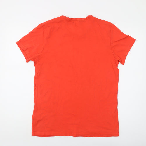 adidas Mens Orange Cotton T-Shirt Size L Crew Neck - NEO