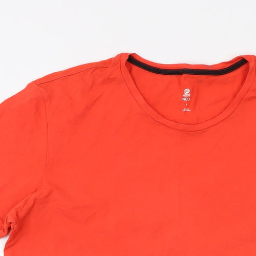 adidas Mens Orange Cotton T-Shirt Size L Crew Neck - NEO