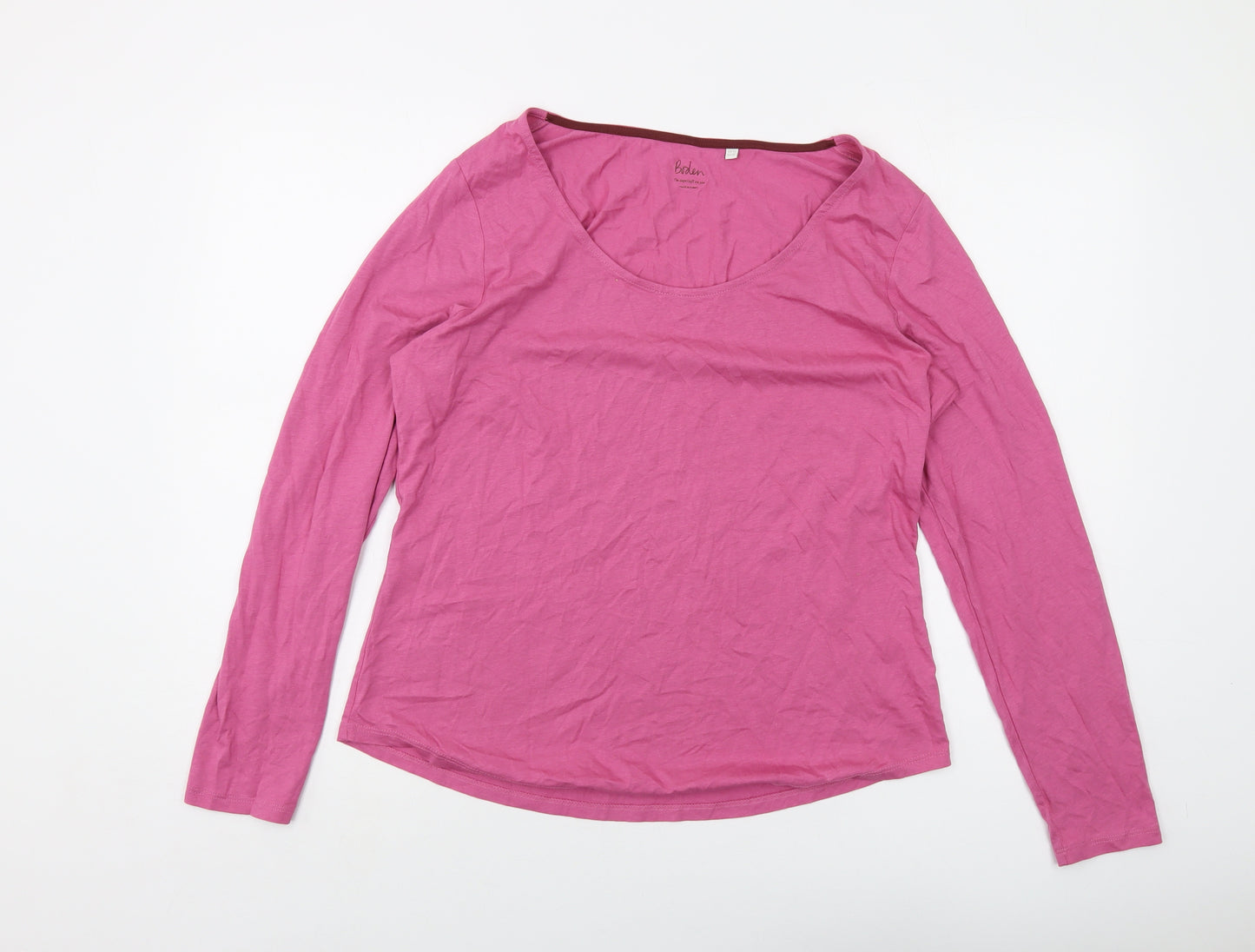 Boden Womens Pink Cotton Basic T-Shirt Size 16 Round Neck