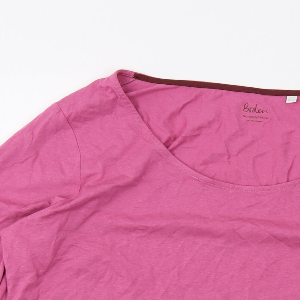 Boden Womens Pink Cotton Basic T-Shirt Size 16 Round Neck