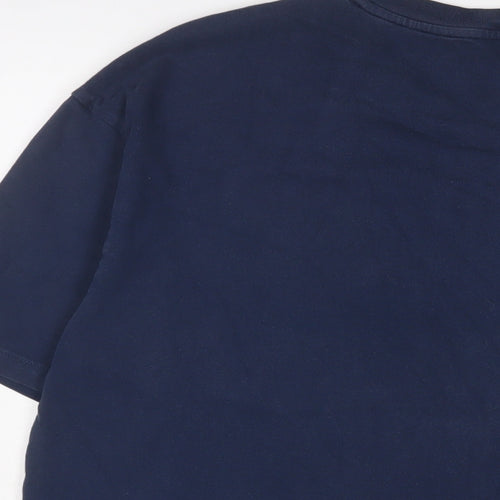 Gap Mens Blue Cotton T-Shirt Size L Crew Neck - Logo, Embroidered