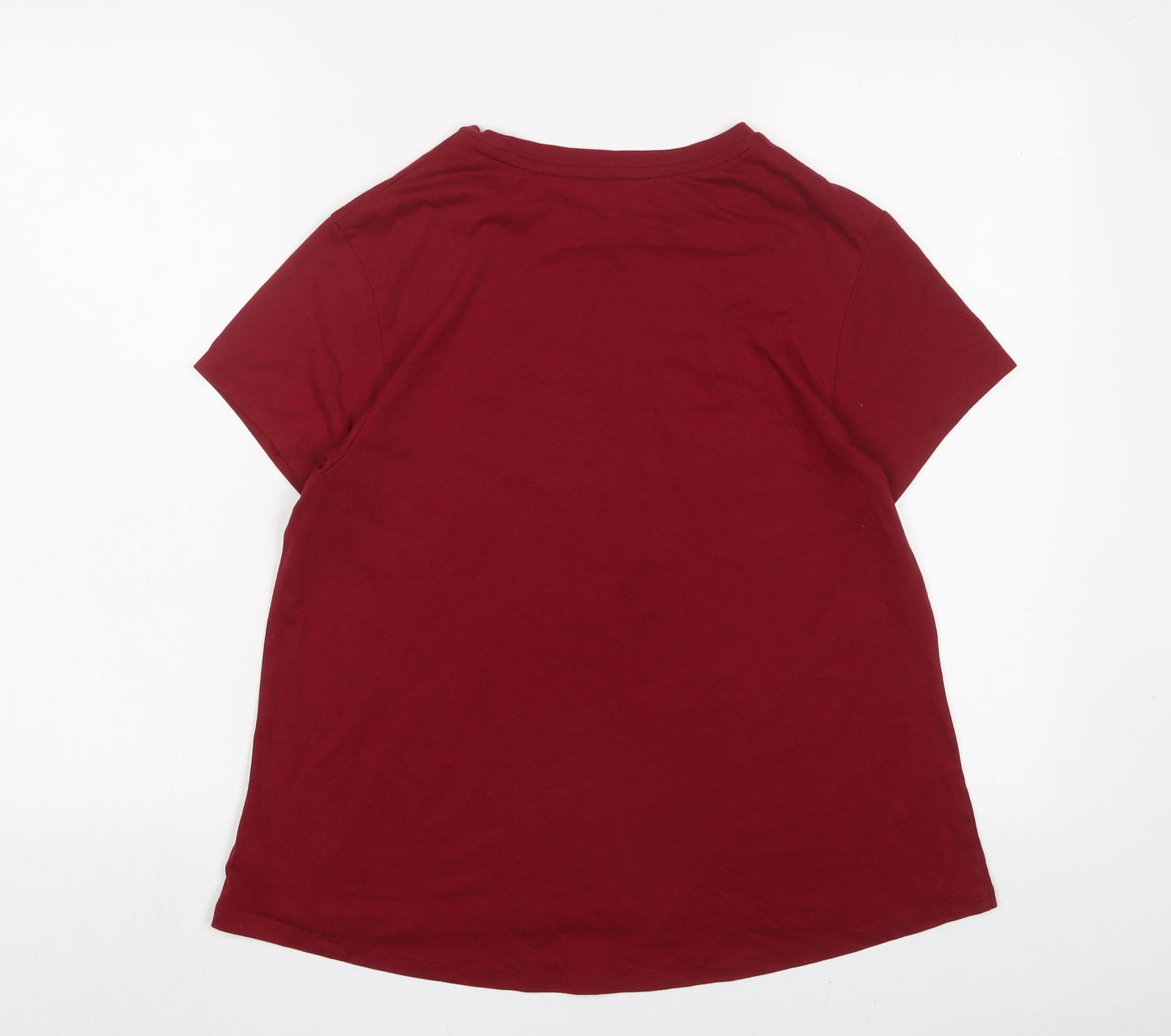 Tommy Hilfiger Womens Red Cotton Basic T-Shirt Size S Crew Neck Pullover