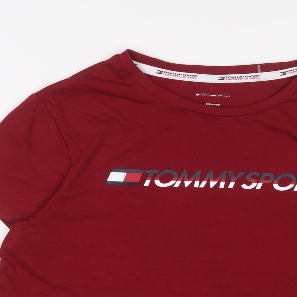 Tommy Hilfiger Womens Red Cotton Basic T-Shirt Size S Crew Neck Pullover