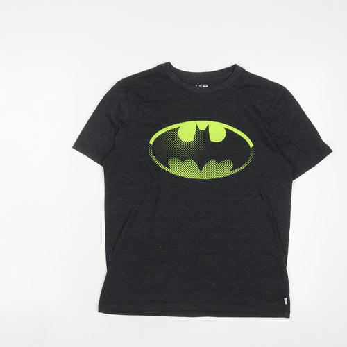 Gap Boys Grey Cotton Basic T-Shirt Size 12-13 Years Crew Neck Pullover - Batman