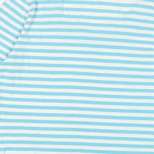 Jaeger Womens Blue Striped Viscose Basic T-Shirt Size L Scoop Neck