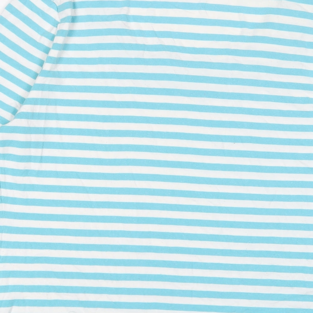 Jaeger Womens Blue Striped Viscose Basic T-Shirt Size L Scoop Neck