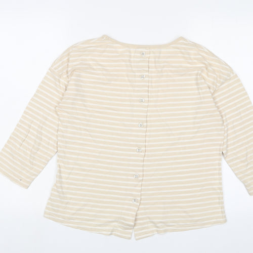 Braintree Womens Beige Striped Cotton Basic T-Shirt Size M Collared