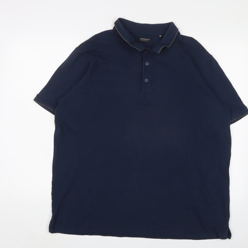 Capsule Mens Blue Cotton Polo Size XL Collared Button