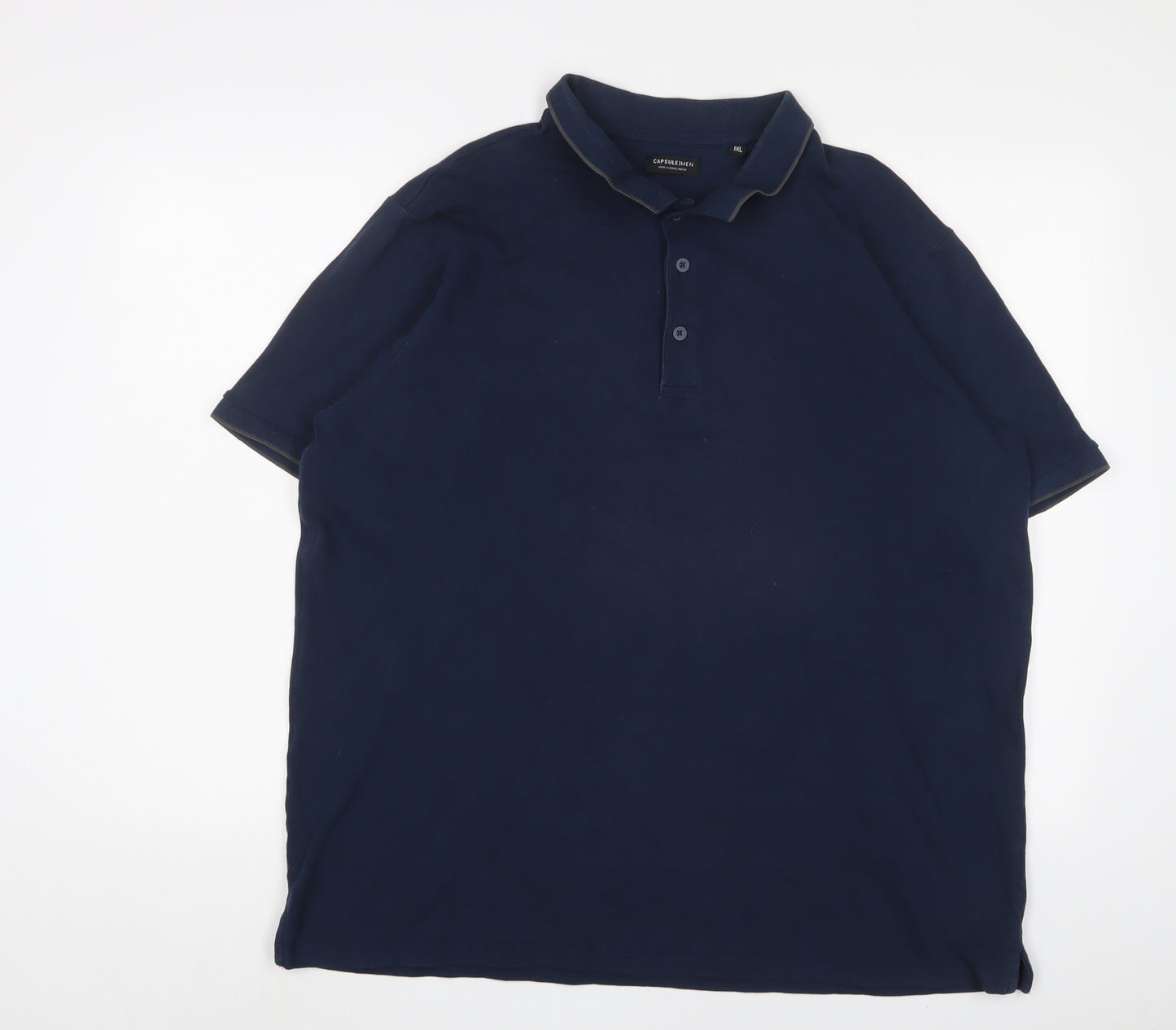 Capsule Mens Blue Cotton Polo Size XL Collared Button