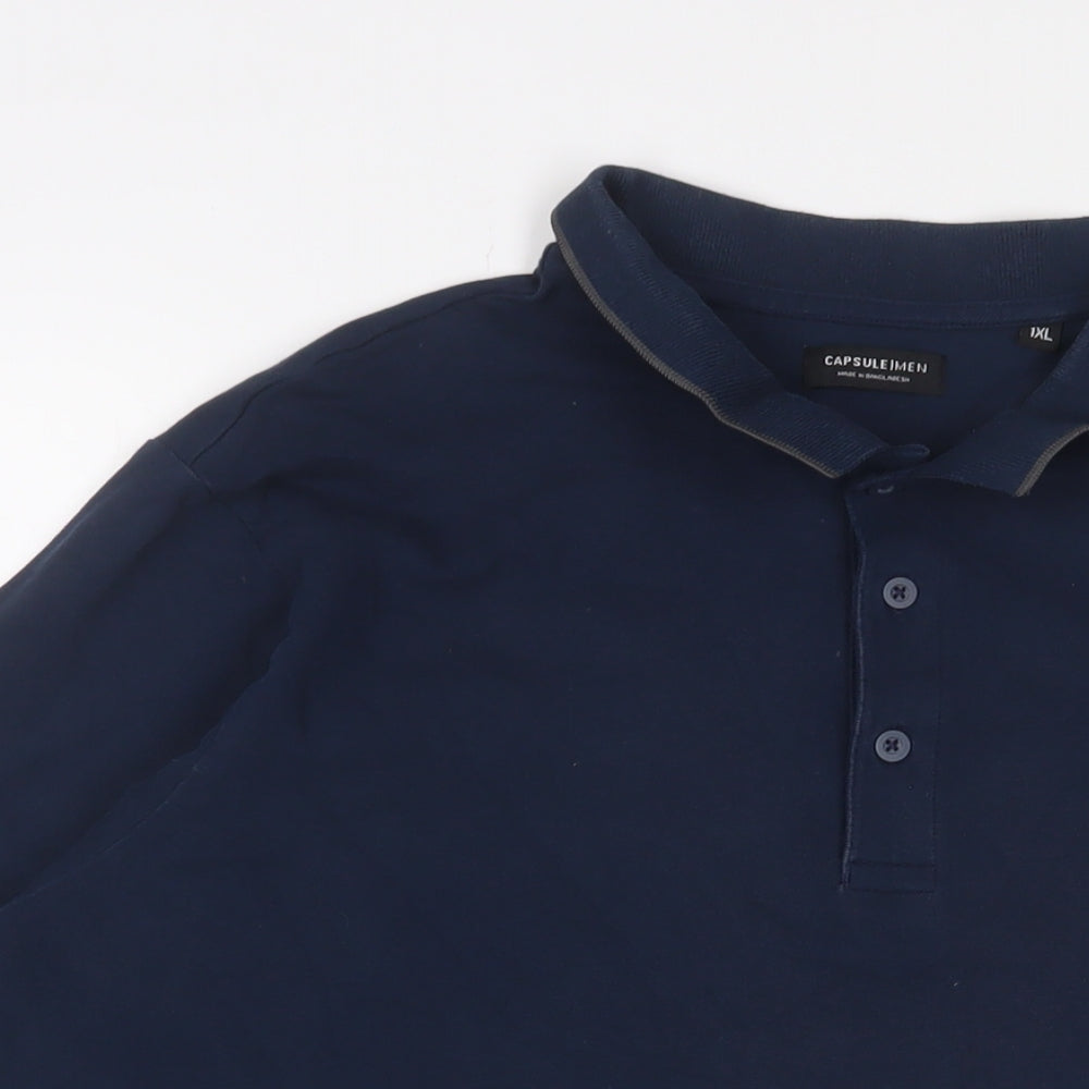 Capsule Mens Blue Cotton Polo Size XL Collared Button