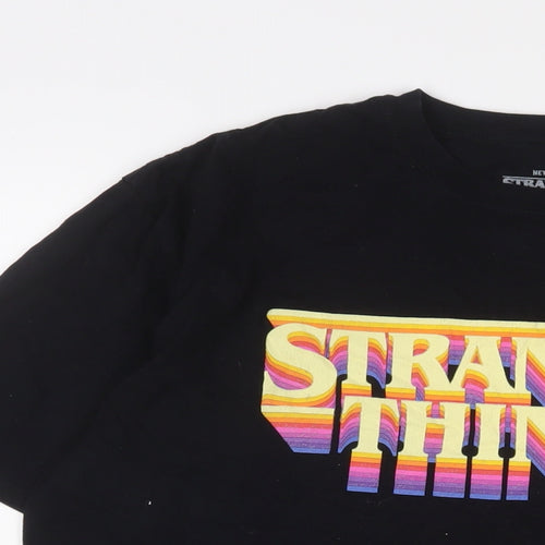 Stranger Things Mens Black Cotton T-Shirt Size XL Crew Neck