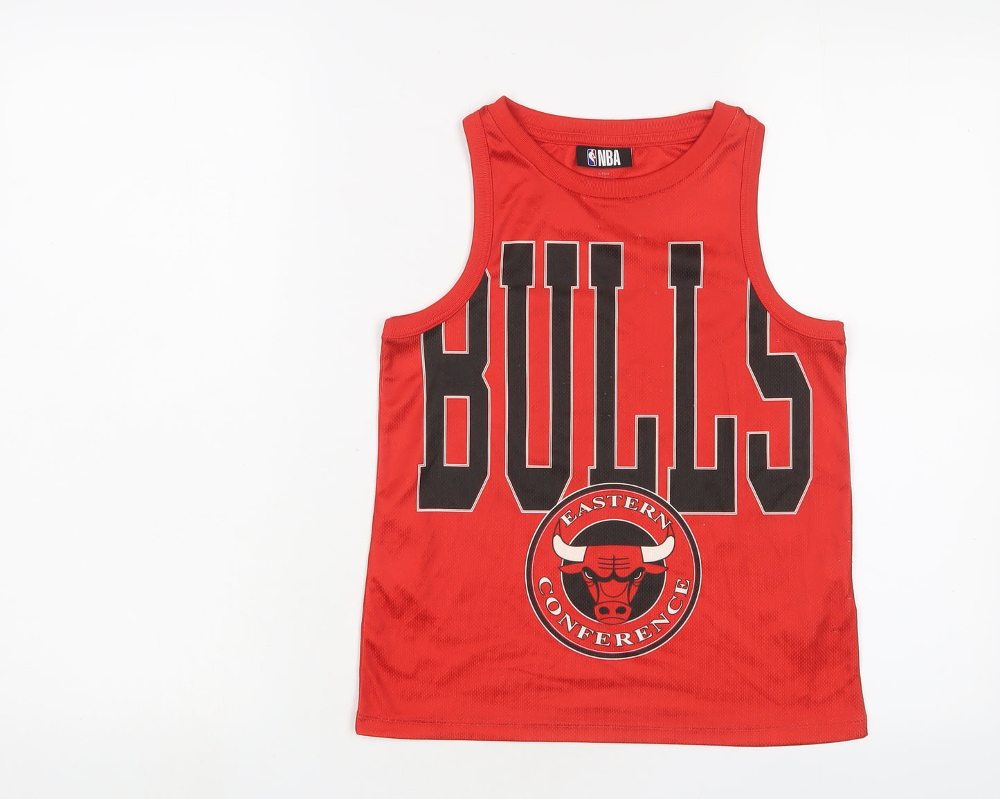 NBA Boys Red Polyester Basic Tank Size 6-7 Years Crew Neck Pullover - Bulls
