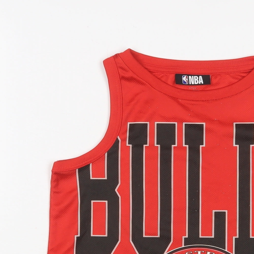 NBA Boys Red Polyester Basic Tank Size 6-7 Years Crew Neck Pullover - Bulls