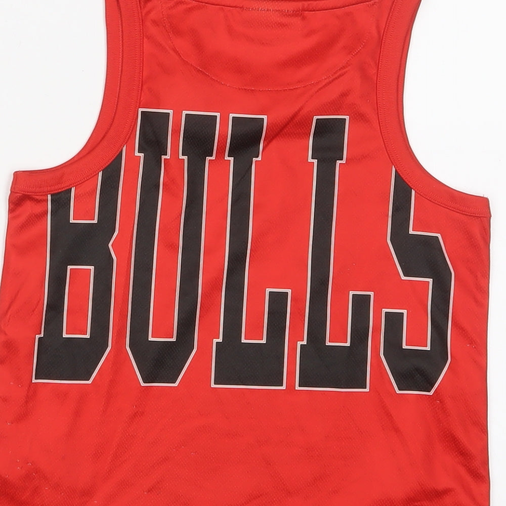 NBA Boys Red Polyester Basic Tank Size 6-7 Years Crew Neck Pullover - Bulls