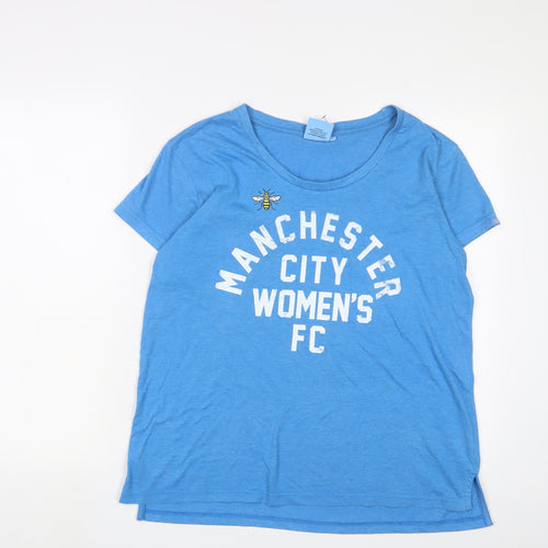 Manchester City FC Womens Blue Cotton Basic T-Shirt Size 14 Boat Neck