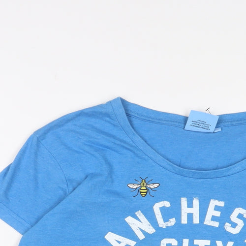 Manchester City FC Womens Blue Cotton Basic T-Shirt Size 14 Boat Neck